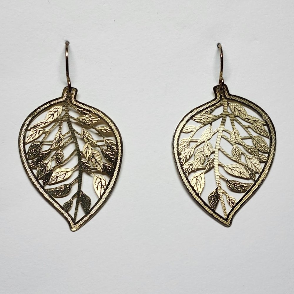 Vintage Gold Leaf Dangle Earrings